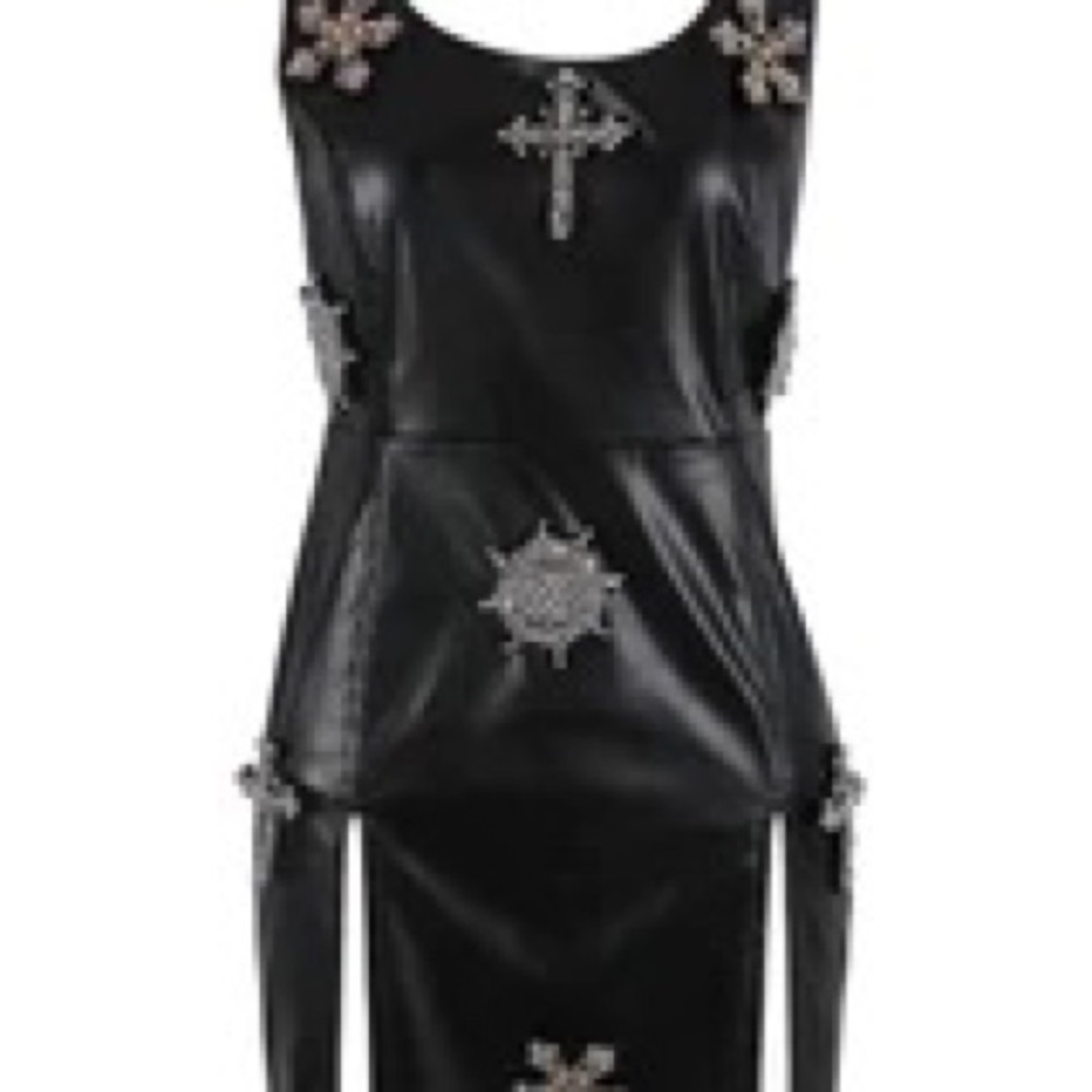 Crystal Leather Mini Dress
